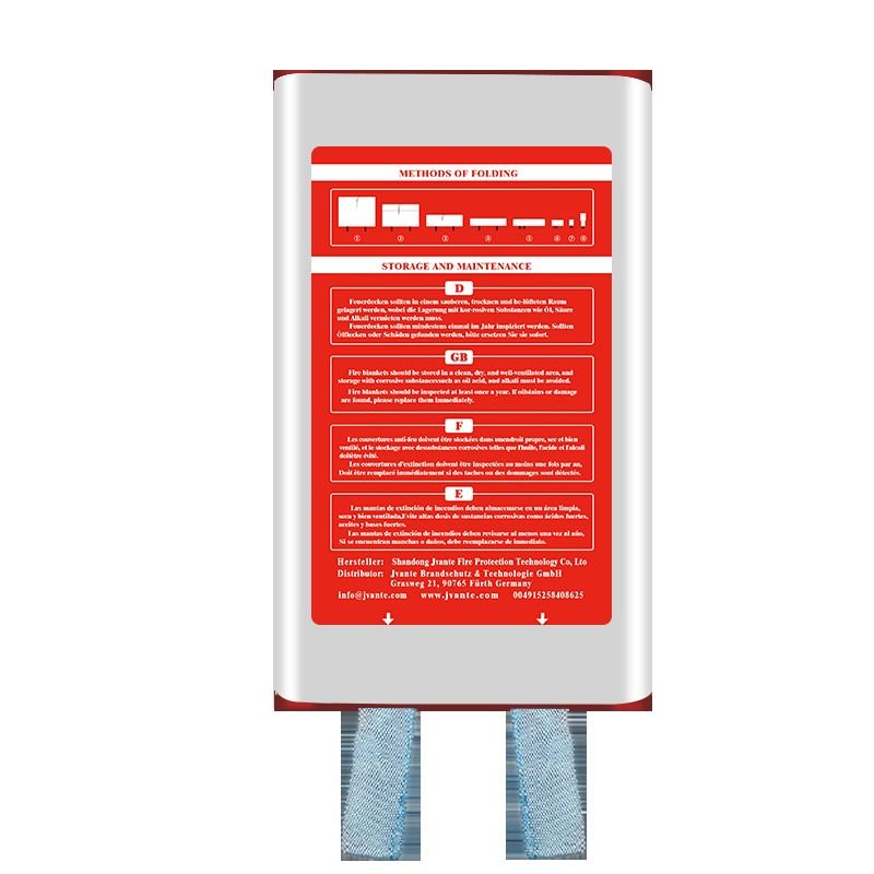 Box fiberglass fire blanket 1.2m*1.2m Color: white  Blue ribbon  Glass fiber material