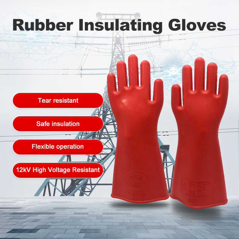 Natural Rubber Insulating Gloves 1.2 Class 12KV Test Voltage AC ≤8000V for Electrical Maintenance, Power Distribution