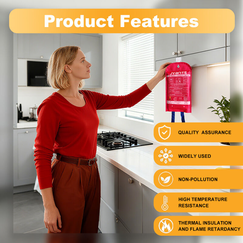 EN 1869 Fire Blanket 1x1m 100% Fiberglass Fire Emergency Blanket Heat Resistant Up To 500℃ For Kitchen Workshop Safety With Storage Bag