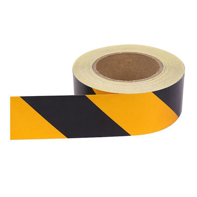 Pita peringatan PVC hitam dan kuning Lini peringatan lalu lintas teknik keselamatan kebakaran, pita reflektif twill hitam dan kuning