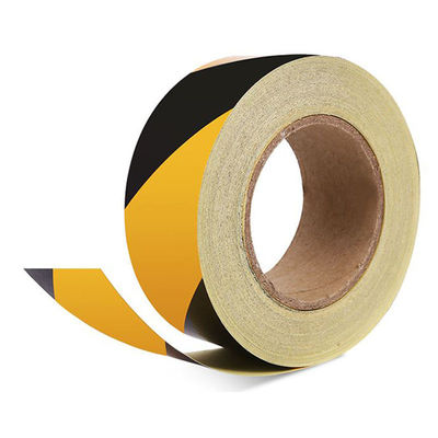 Pita peringatan PVC hitam dan kuning Lini peringatan lalu lintas teknik keselamatan kebakaran, pita reflektif twill hitam dan kuning