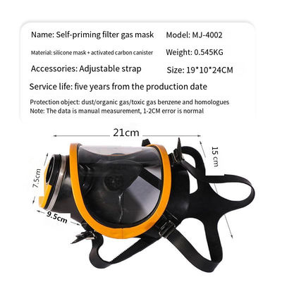 Tali yang dapat disesuaikan Full Face Chemical Mask Puda Self Priming Filter Gas Mask